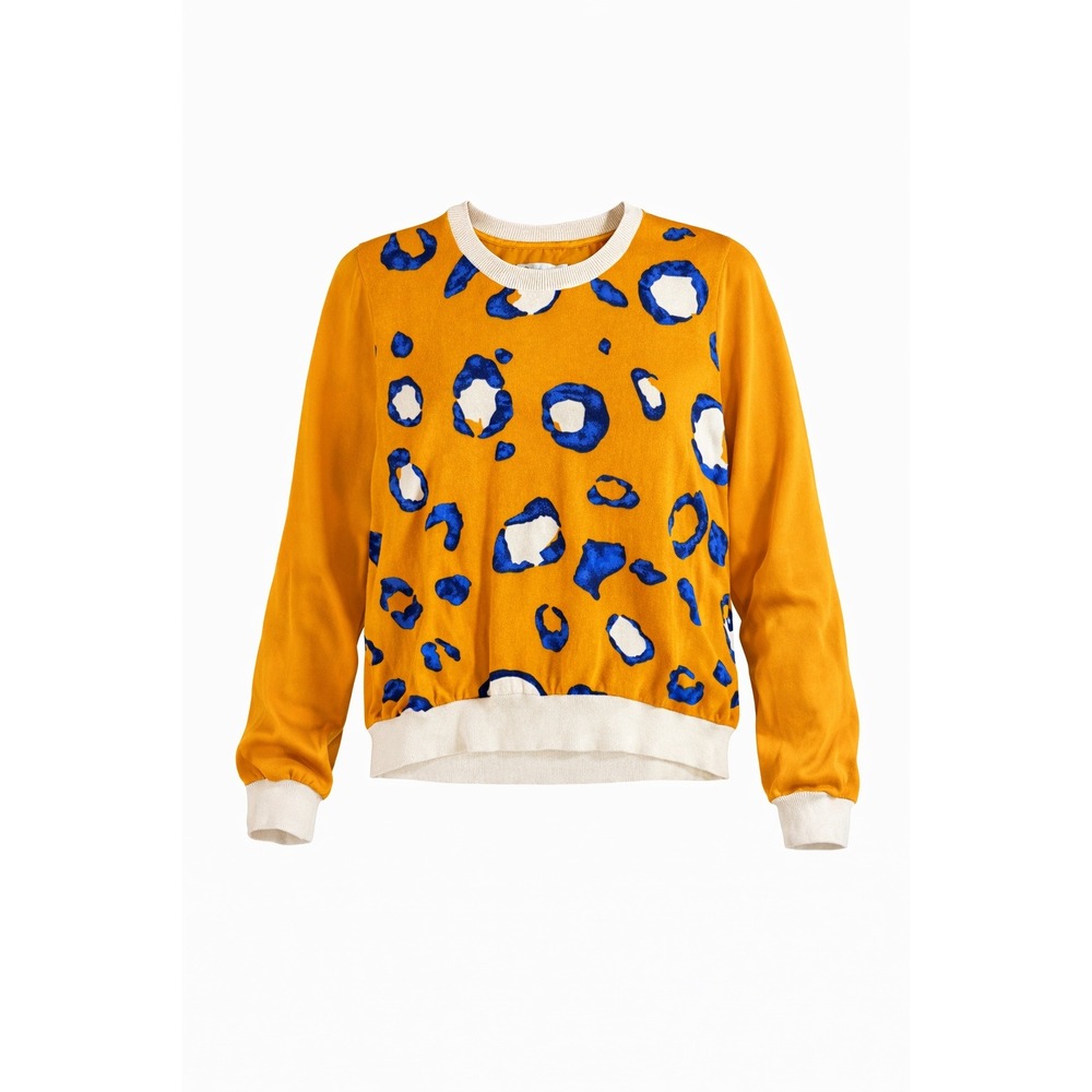 3 1 Phillip Lim Target Cheetah Print Sweatshirt 1X Mustard Yellow Cream‎